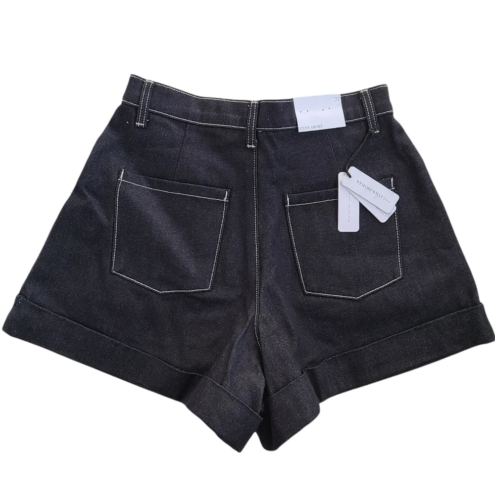 WeWoreWhat Indigo Jean Cuff Shorts NWT - Picture 3 of 7